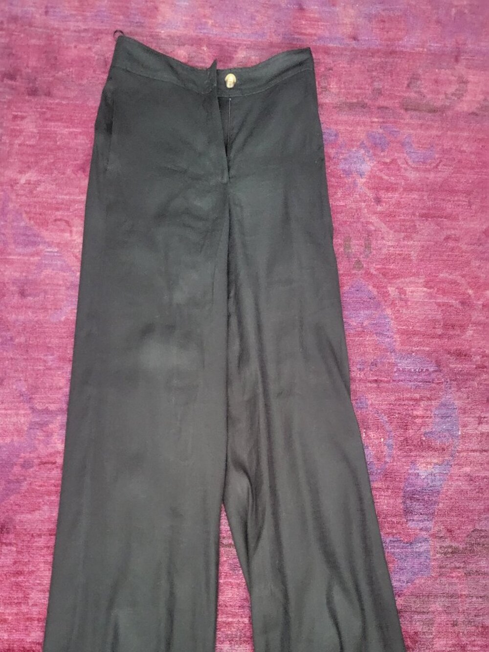 new Elie Tahari 100% Linen Wide-Leg Pants Black Women's Trousers Lined w/Pockets - Picture 12 of 13